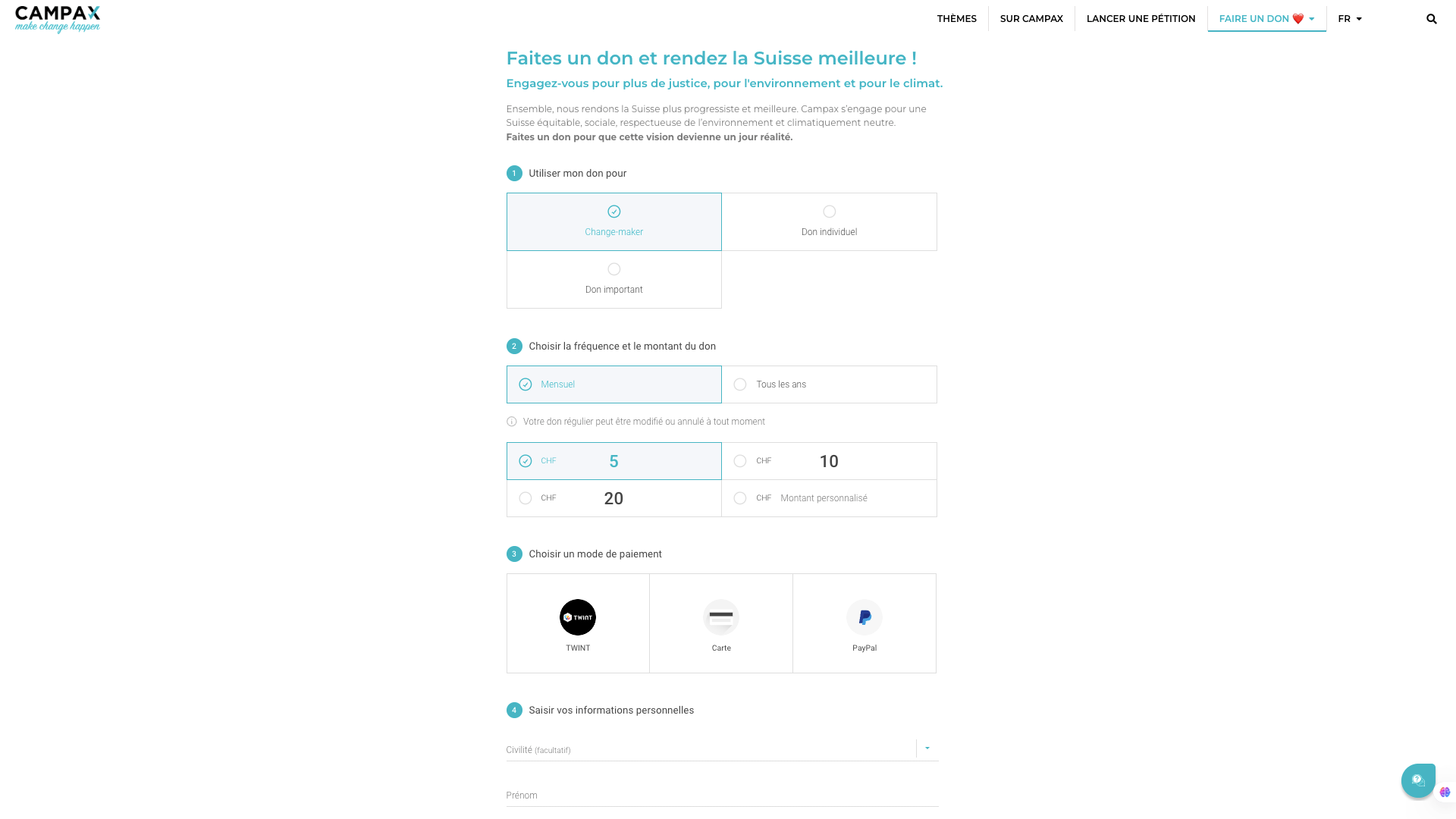 Donation Forms Campax