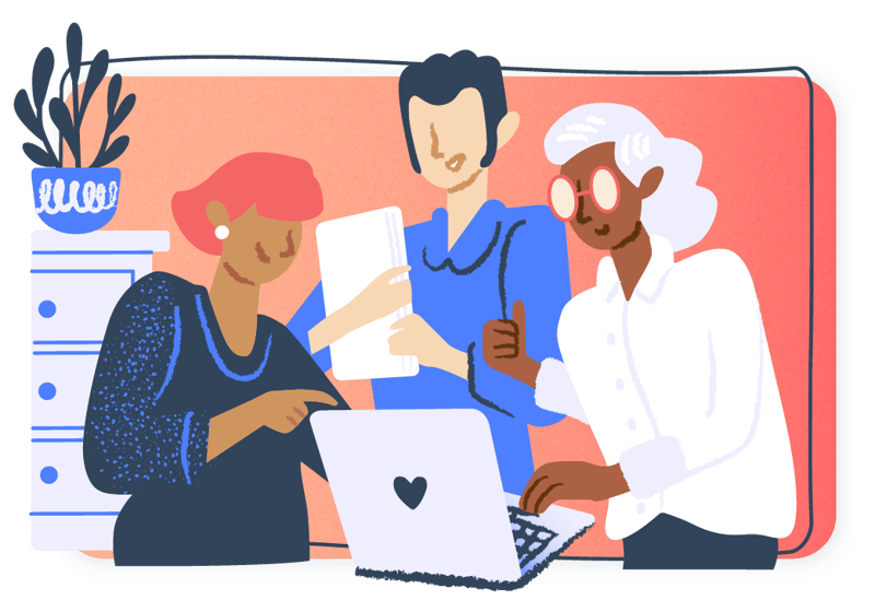 Get to know the RaiseNow Team: Illustration of some of our team members.
