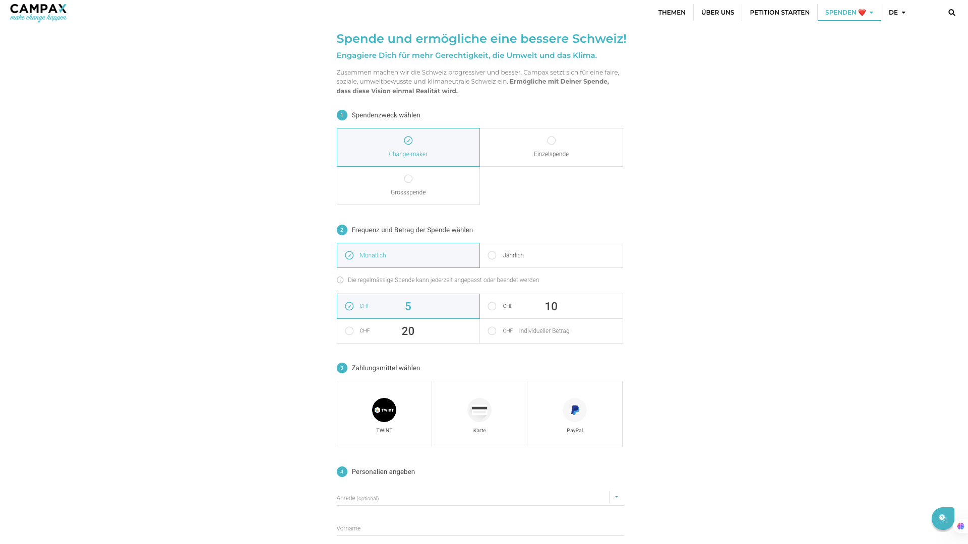 Donation Form Campax