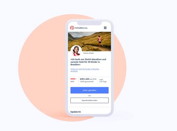 RaiseNows Peer-to-Peer Fundraising bietet einfache Möglichkeiten zum Teilen auf sozialen Medien.