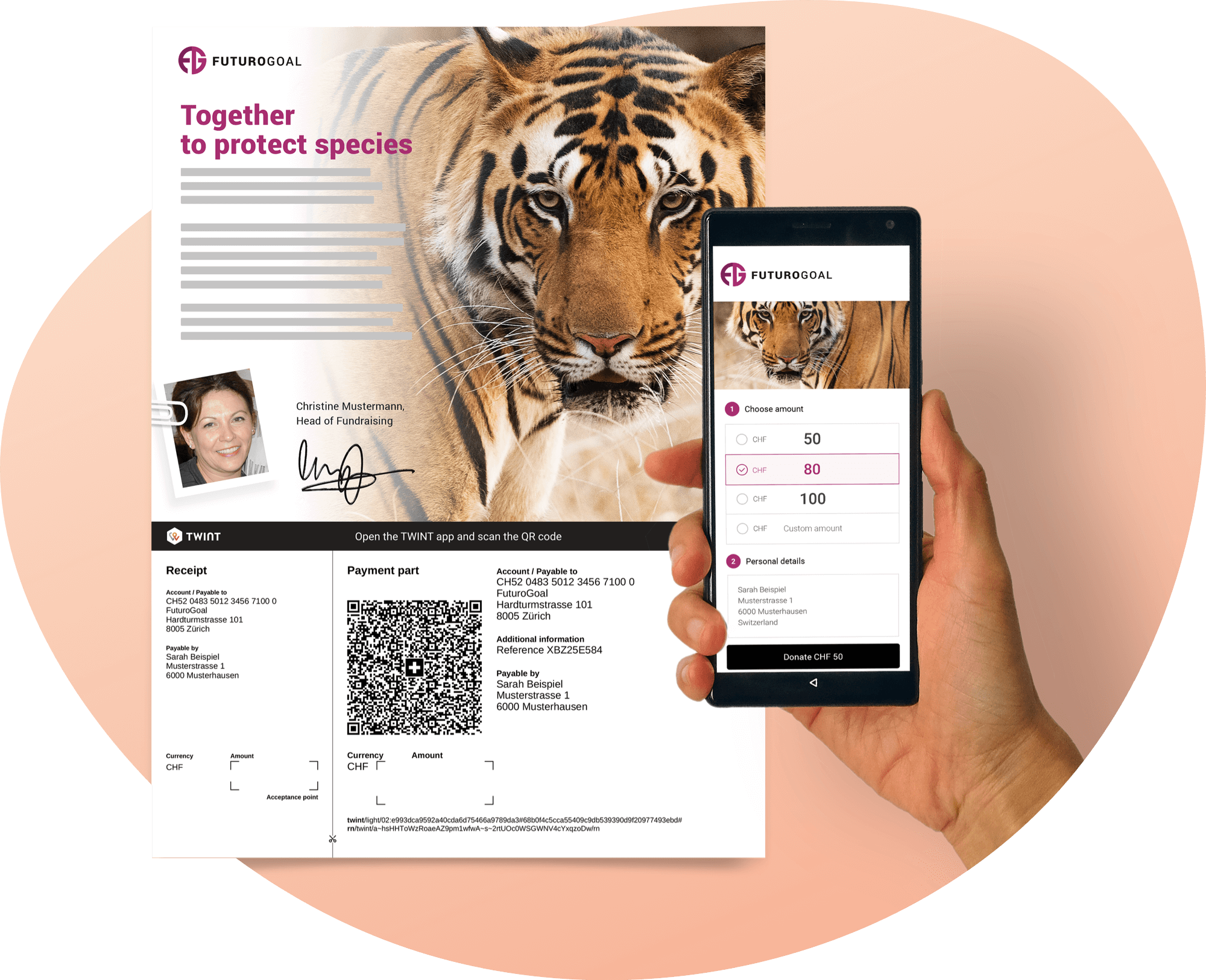 qr payment slip with twint header